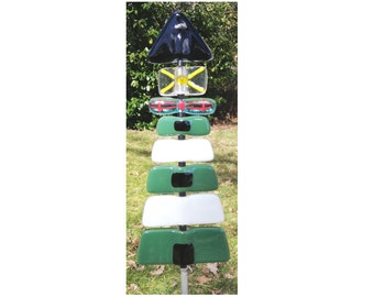 Lighthouse Maritime Decoration Garden Decoration Garden Stake Movable Glass Sculpture Green North Sea, Baltic Sea, Ahoy