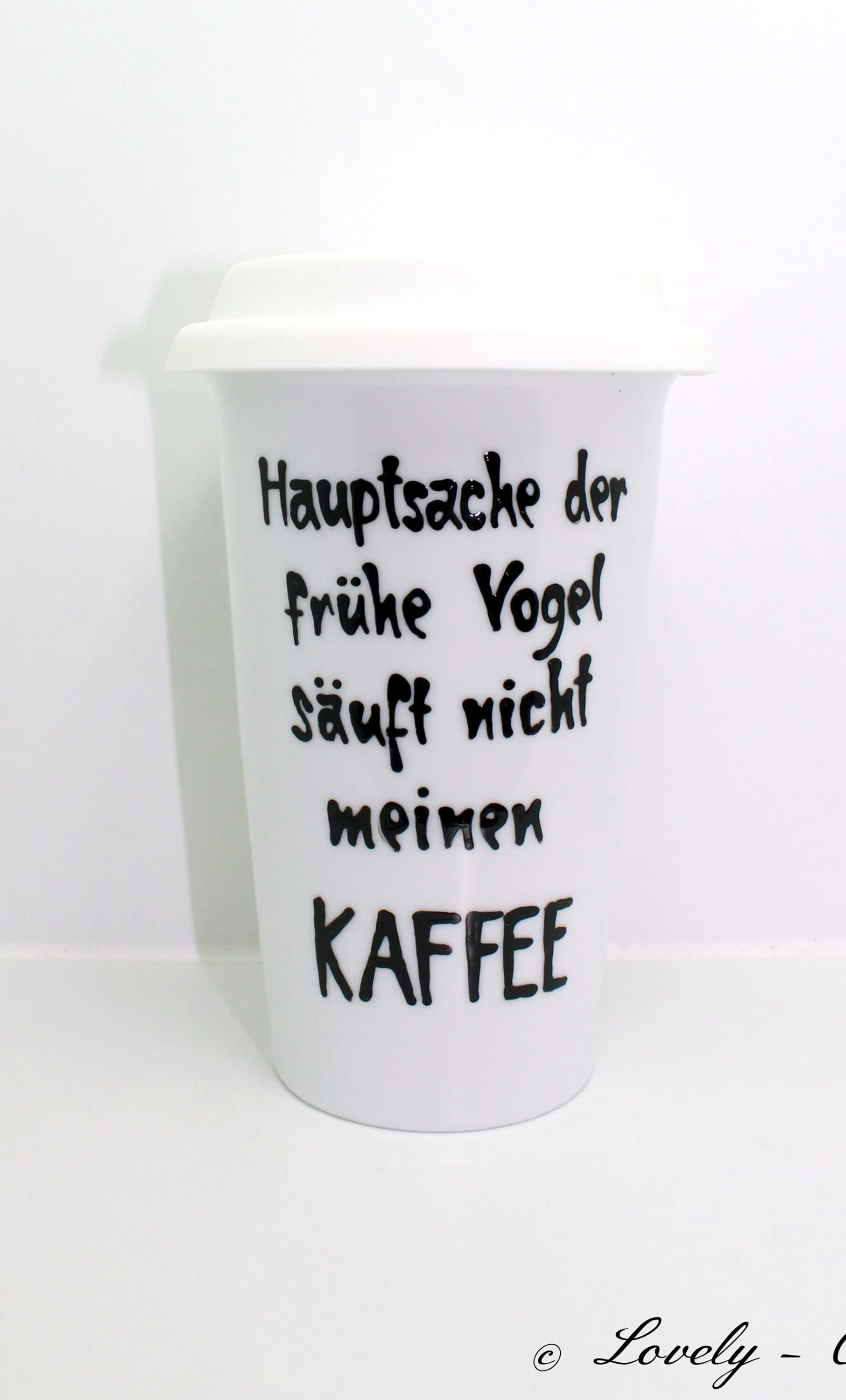Porzellan Coffee to go Becher mit Spruch Hauptsache der frühe Etsy