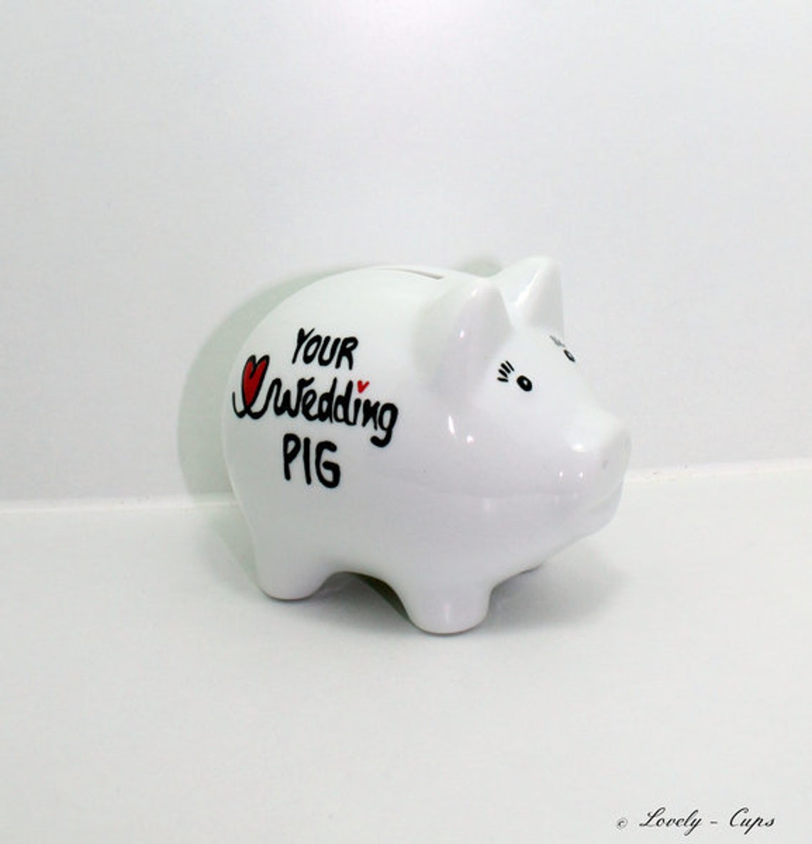 Big porcelain piggy bank for wedding named Wedding Pig as a Etsy