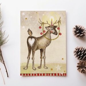 Christmas card with heart funny Christmas card reindeer Christmas card love image 1
