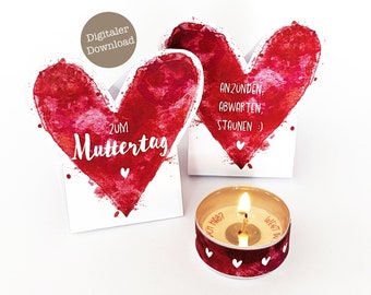 Druckbares Muttertagsgeschenk | Teelicht mit Botschaft | Muttertag Geschenk | Mama Geschenk | Geschenkidee | Muttertag Datei | Download