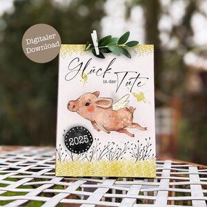 PDF Glücksschwein Geschenk Tüte | Glück für Prüfung | Abitur | Führerschein | Digitaler Download
