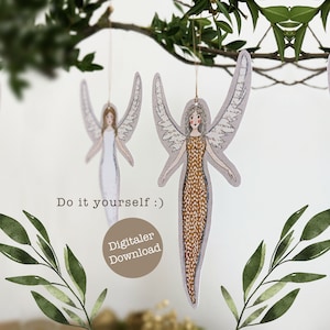Druckbare Anhänger Engel | Schutzengel | Baumschmuck Weihnachten | Weihnachtsschmuck aus Papier | nachhaltig | Digitaler Download