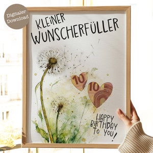Geldgeschenk Geburtstag | Wunscherfüller Pusteblume zum Ausdrucken | Geld schön verpacken | Geld kreativ verschenken | Digitaler Download