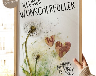 Geldgeschenk Geburtstag | Wunscherfüller Pusteblume zum Ausdrucken | Geld schön verpacken | Geld kreativ verschenken | Sofort Download 009