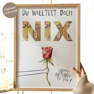 Gift of money for a birthday | PDF to print | Gift idea: wrap money beautifully | Give nothing | Digital download 016