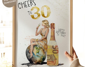 Regalo in denaro per donna bionda di 30 anni | Donna per il 30° compleanno | Idea regalo per donna | 30° compleanno | Regalo di compleanno per donna | Download digitale 041