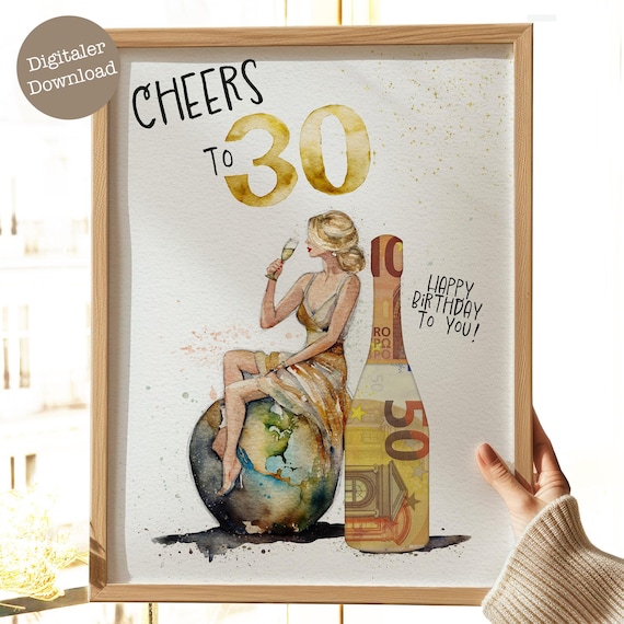 Geldgeschenk 30 Frau blond | 30. Geburtstag Frau | Geschenkidee Frau | 30ster Geburtstag | Geburtstagsgeschenk Frau | Digitaler Download 041