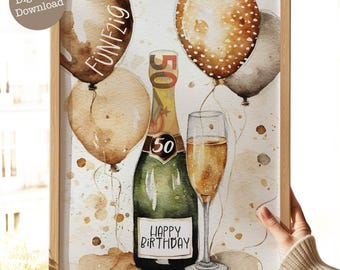 Cash gift for 50th birthday | 50th birthday man | Cash gift for milestone birthdays | 50th birthday man | Digital file PDF 037