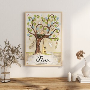 Baptism gift Baptism tree Boy personalized Baptism Tree of life Fingerprint Gift for baptism Tree of life Gift from godfather image 2