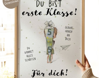 Cash gift for boy's first day of school | Gift for starting school | Back-to-school gift idea | Cash gift for the first day of school | Schoolchild 2025 | PDF 058