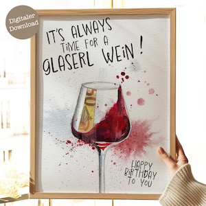 Geldgeschenk Weinliebhaber Geburtstag | PDF zum Ausdrucken | Geschenkidee Geld verpacken | Geld schön verpacken | Digitaler Download