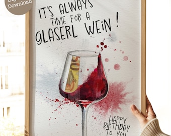 Geldgeschenk Weinliebhaber Geburtstag | PDF zum Ausdrucken | Geschenkidee Geld verpacken | Geld schön verpacken | Digitaler Download 004