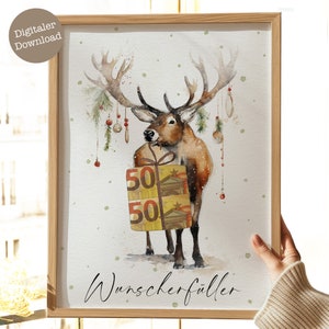Geldgeschenk Weihnachten | Wunscherfüller Weihnachten zum Ausdrucken | Geld schön verpacken | Geld kreativ verschenken | Digitaler Download