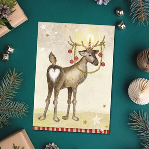 Christmas card with heart funny Christmas card reindeer Christmas card love image 3