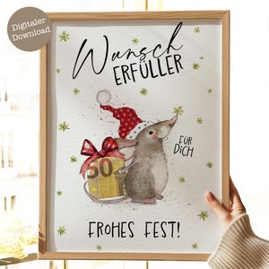 Geldgeschenk Weihnachten Wunscherfüller | Weihnachtsgeschenk Geld | Geld weihnachtlich verpacken | Weihnachten Geld | Digitaler Download
