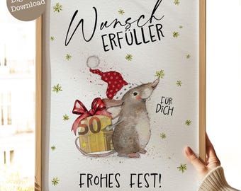 Christmas Wish-Granter Gift | Christmas Gift Money | Christmas Money Wrapping | Christmas Money | Digital Download 079