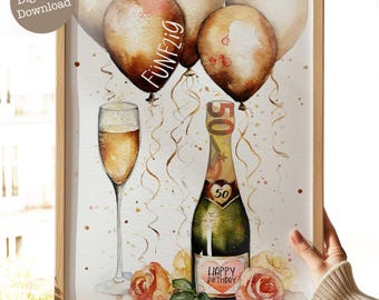 Cash gift for a 50th birthday | 50th birthday for a woman | Best friend | Woman | Girl | Celebration | DIY | PDF 045
