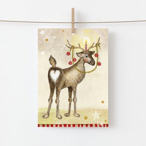 Christmas card with heart funny Christmas card reindeer Christmas card love image 4