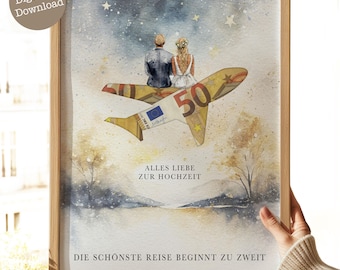 Cash gift for honeymoon | Wedding gift | Wedding gift idea | Travel fund gift | Cash gift for airplane | Digital download 055