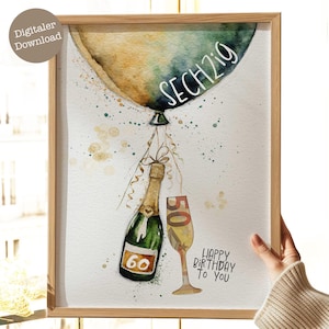 Geldgeschenk 60 Geburtstag | 60. Geburtstag | Geldgeschenk runder Geburtstag | Geld schön verpacken | Geburtstagsgeschenk Mann | Digital PDF