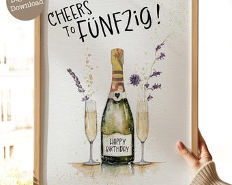 Cash gift for 50th birthday | 50th birthday woman | Cash gift for 50th birthday | Beautifully wrapping money | Wish fulfillment 50 | Digital PDF 035