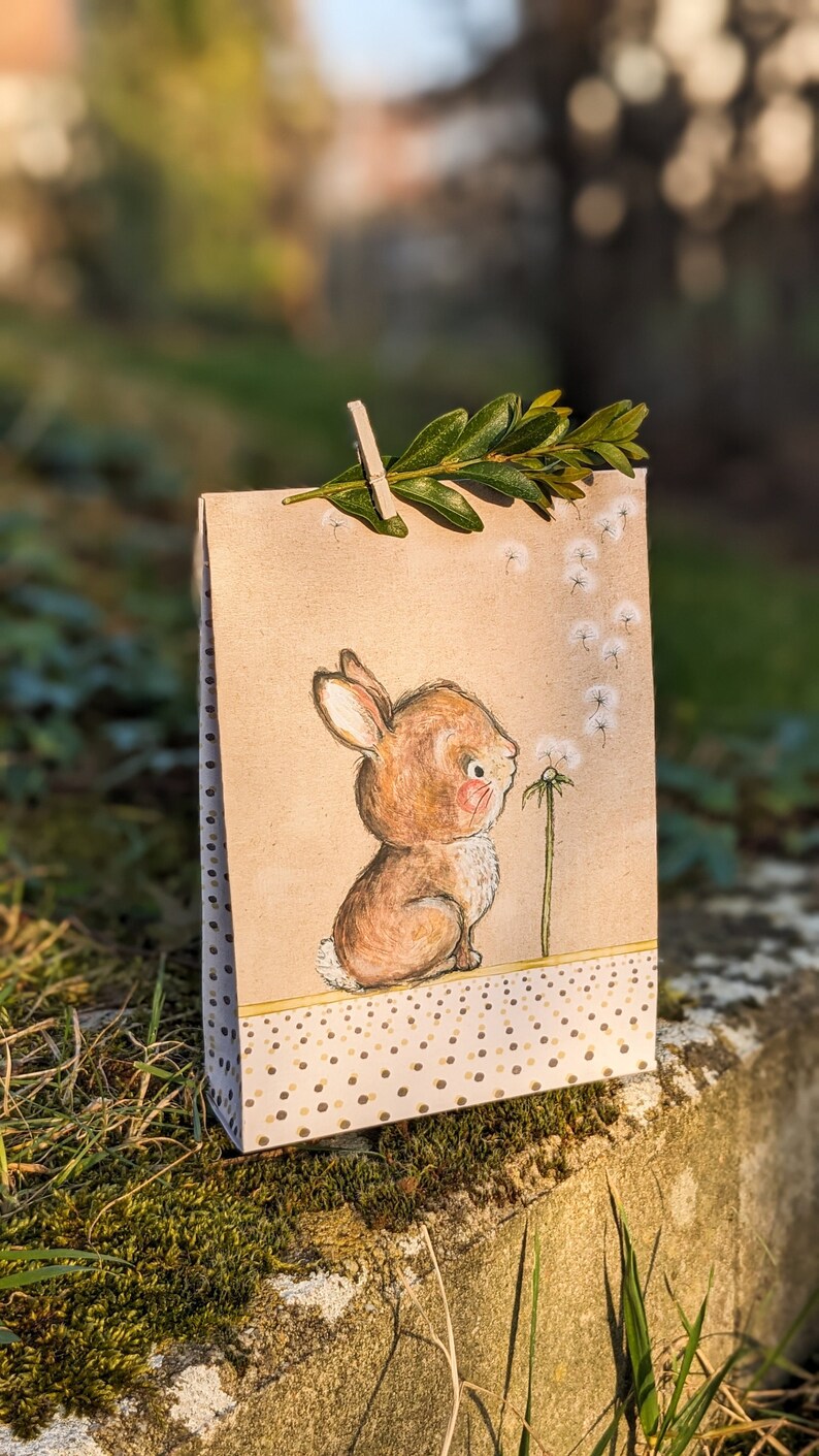 Druckbare Geschenkverpackung Ostern Geldgeschenk Tüte Osterhase Digitaler Download Bild 4