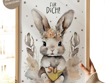 Money gift for Easter girls | Easter bunny wish-fulfiller | Beautifully wrapping money | Creatively giving money as a gift | Digital download