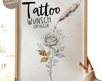 Tattoo Money Gift Template | Wish Granter Money Gift | Money Gift Tattoo | Gift Idea Tattoo | Download A4