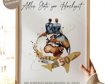 Cash gift Mr and Mr wedding gay wedding gift idea gay couple men wedding travel fund| Digital Download 046