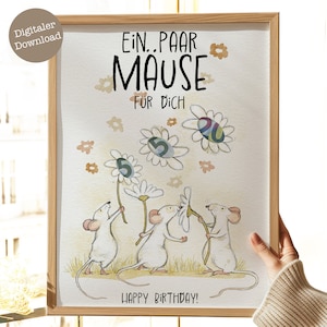 Geldgeschenk Geburtstag | PDF zum Ausdrucken | Ein paar Mäuse für dich | Geschenkidee Geldschein | Geld schön verpacken | Digitaler Download
