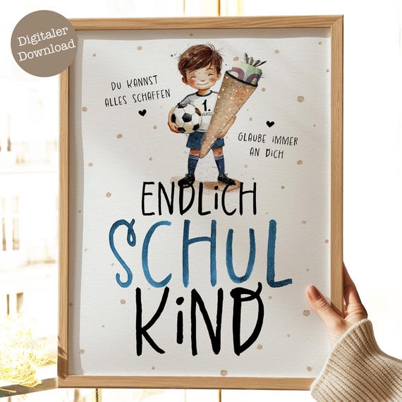 Geschenk zum Schulanfang Junge | Geldgeschenk Einschulung Fußball | Geschenkidee Schulanfang | Schulkind 2025 | Digitaler Download 057