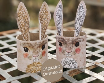 DIY Easter Bunny Egg Cups | Easter decoration made from toilet paper roll | Digital Download