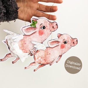 DIGITAL Lucky Pig Pendant | Lucky Gift Tag | New Year&#39;s Eve Souvenir | Lucky Charm | Digital Download
