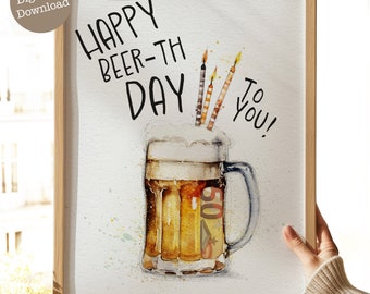 Money gift for men's birthday | to print | gift idea for men | presents for him | beer drinkers gift | digital download