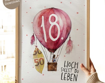 18th birthday gift girl | Money packaging 18th birthday | Birthday gift 18th birthday gift money | Digital download