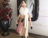 Primitive Santa Christmas Decor, Handmade, Folk Art