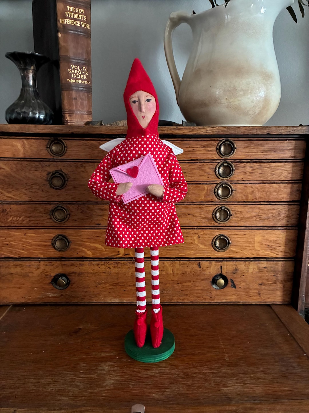 Folk Art Pixie Valentine’s Day Decor, Handmade Primitive Cupid - Etsy