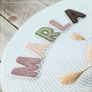Letter patches made of terry cloth, iron-on letters appliqué in seven colors, can be ironed on