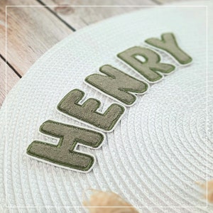 Letter patches made of terry cloth, iron-on letters appliqué in seven colors, can be ironed on F1 - olivgrün