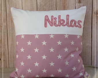 Ab 37 Euro: Namenskissen altrosa, personalisiertes Geschenk mit Wunschname 40x40 cm, Kissen mit Namen