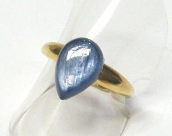 Ring silver 925 gold plated with kyanite teardrop shape