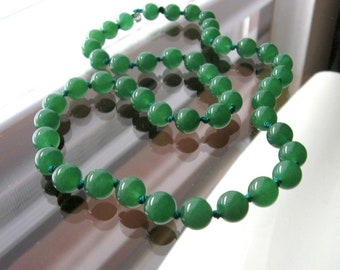 Jade Gemstone Necklace Knotted, Green Jade Necklace