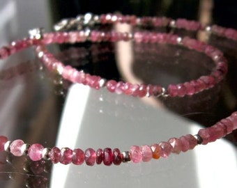 Edelsteinkette aus Pink Turmalin facettiert mit 925 Silber