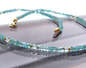 Gemstone necklace apatite gold-plated with 925 silver, gift for a birthday