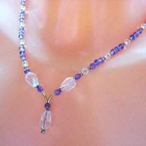 Amethyst rock crystal necklace, gemstone necklace, birthday, gift image 2