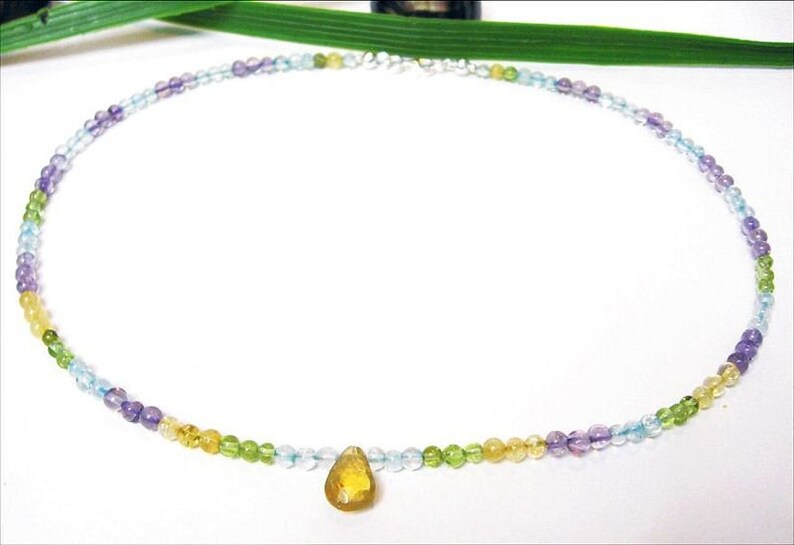 Multicolor Gemstone Necklace Necklace From Citrine Peridot Topas Amethyst