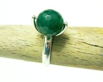 Ring Silver 925 with Green Onyx, Birthday Gift