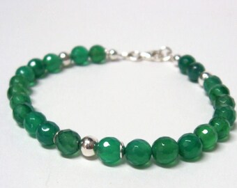 Green onyx bracelet faceted & 925 sterling silver