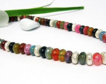 Rainbow'' gemstone necklace made of agate, birthday gift